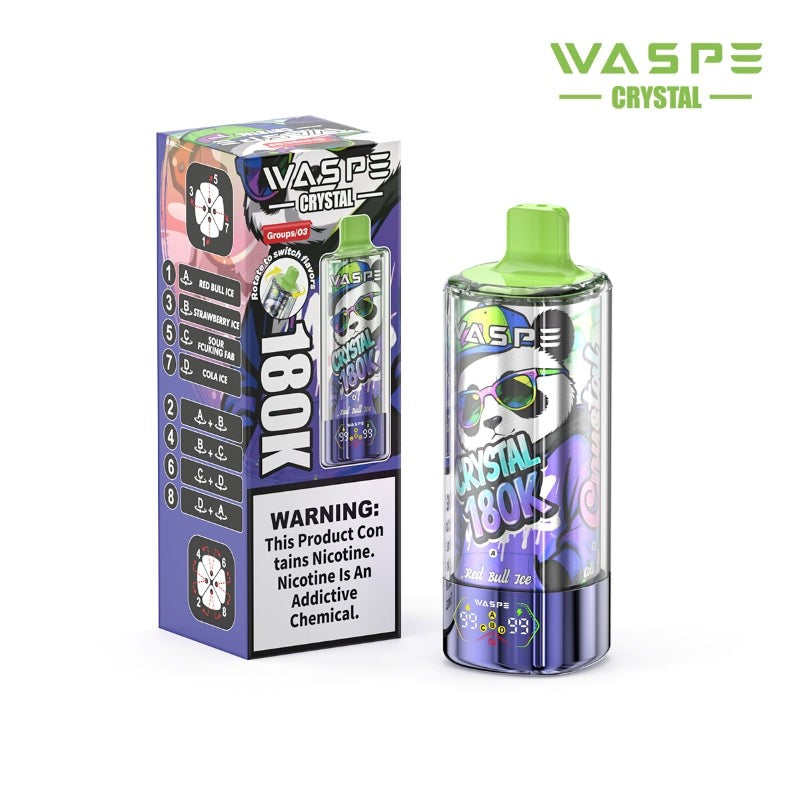 WASPE Crystal 8-in-1 180K 180000 Puffs Einweg Kit 68ml - 💥 Nehme 5 Zahle NUR 4! + Ab einem Einkauf von 100€ 2 Mystery Gratis💥