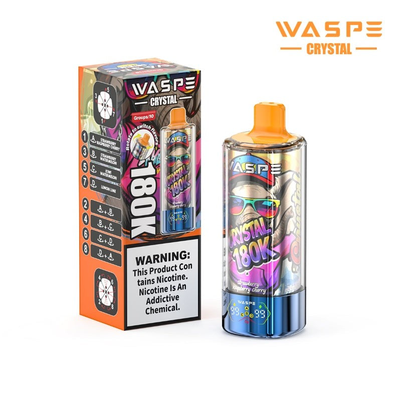 WASPE Crystal 8-in-1 180K 180000 Puffs Einweg Kit 68ml - 💥 Nehme 5 Zahle NUR 4! + Ab einem Einkauf von 100€ 2 Mystery Gratis💥