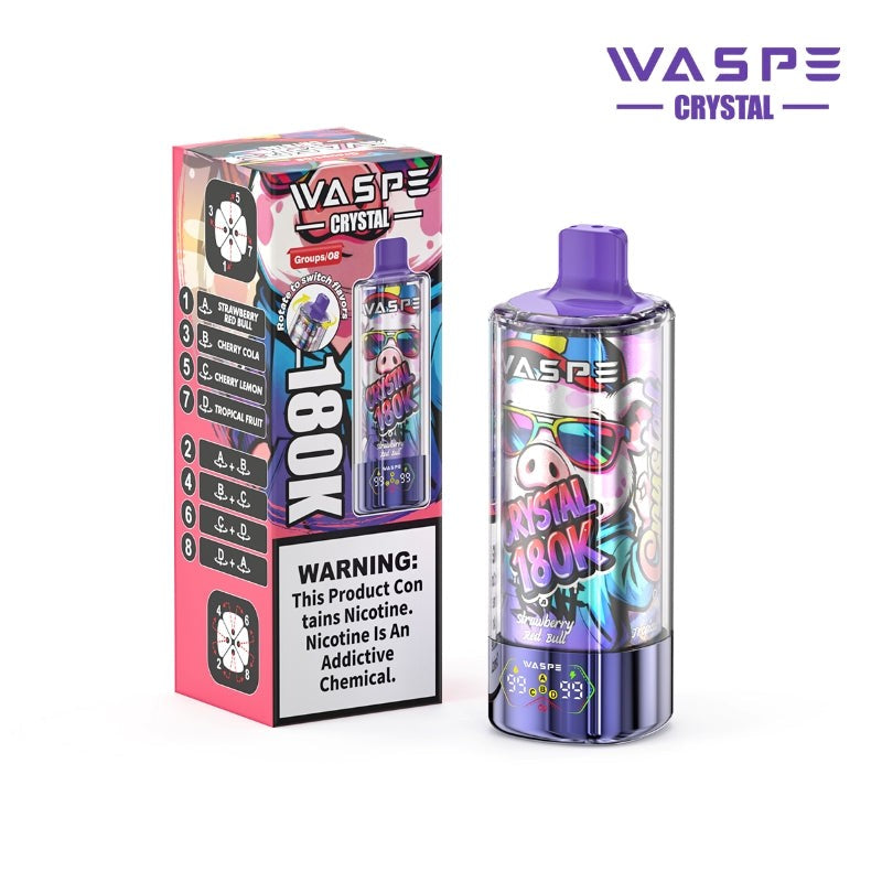 WASPE Crystal 8-in-1 180K 180000 Puffs Einweg Kit 68ml - 💥 Nehme 5 Zahle NUR 4! + Ab einem Einkauf von 100€ 2 Mystery Gratis💥