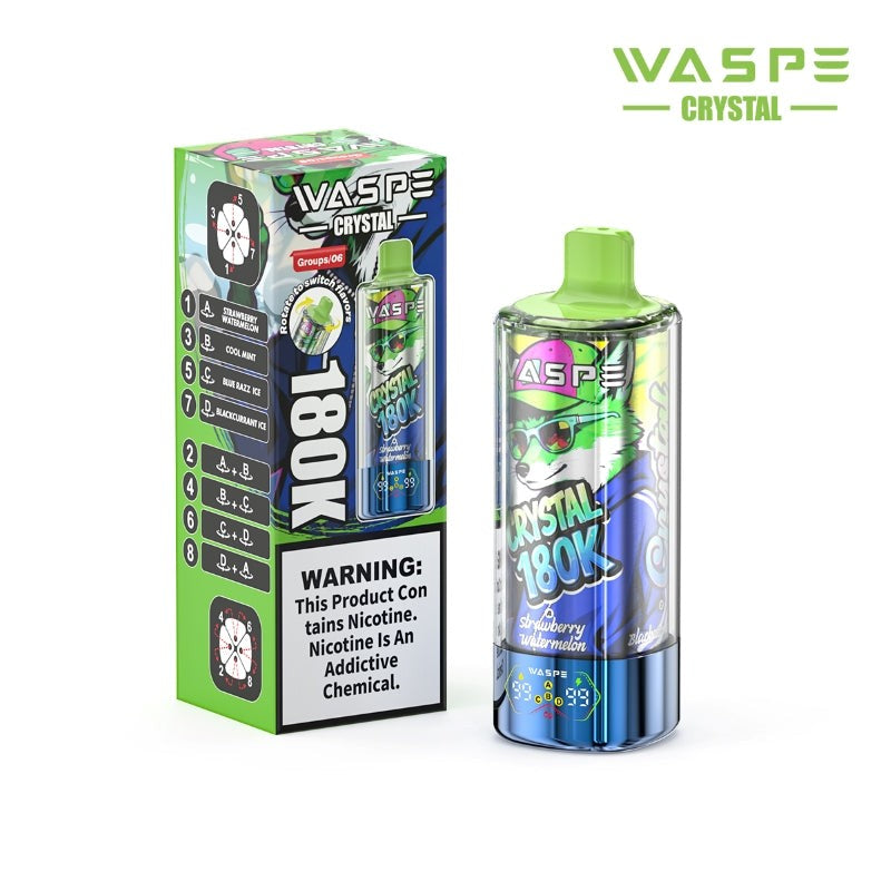 WASPE Crystal 8-in-1 180K 180000 Puffs Einweg Kit 68ml - 💥 Nehme 5 Zahle NUR 4! + Ab einem Einkauf von 100€ 2 Mystery Gratis💥