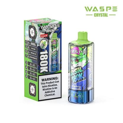 WASPE Crystal 8-in-1 180K 180000 Puffs Einweg Kit 68ml - 💥 Nehme 5 Zahle NUR 4! + Ab einem Einkauf von 100€ 2 Mystery Gratis💥