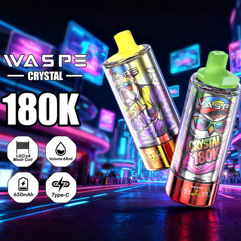 WASPE Crystal 8-in-1 180K 180000 Puffs Einweg Kit 68ml - 💥 Nehme 5 Zahle NUR 4! + Ab einem Einkauf von 100€ 2 Mystery Gratis💥