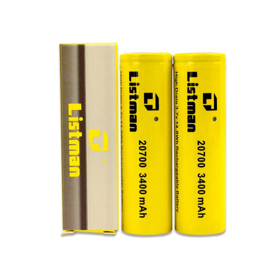 Listman IMR 20700 3400mAh 40A Flat Top Li-Ion Wiederaufladbare Batterie 2Stück