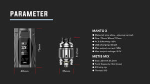 Rincoe Manto X Mesh 228W Starterset mit Metis Mix 6mL Verdampfer